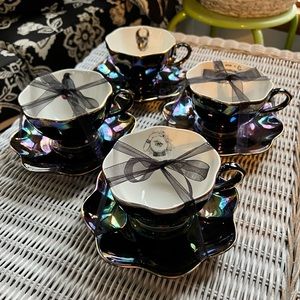 New Elegance iridescent Halloween Teacup Set